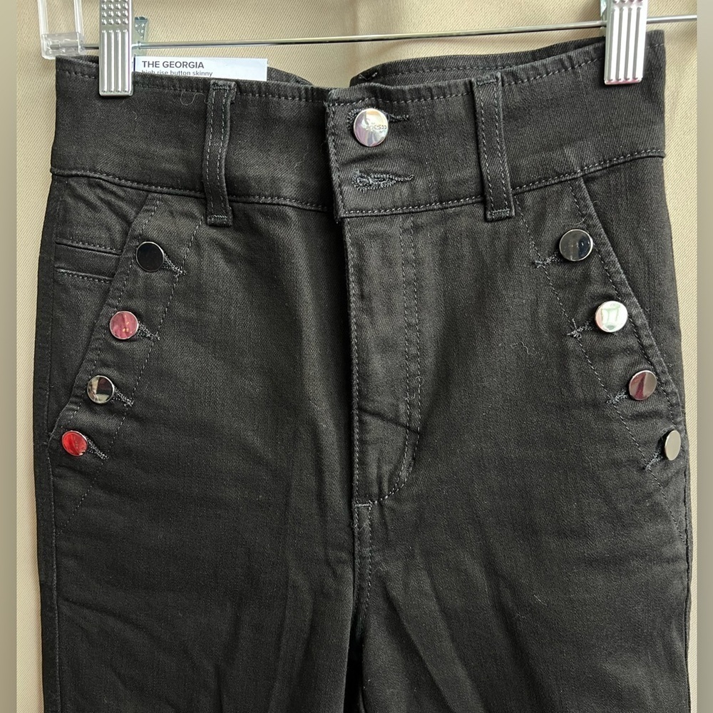 NWT Joe’s Jeans The Georgia High Rise Button Skinny Black Jeans Sz 25